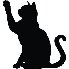 Black cat silhouette vector art illustration