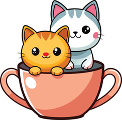 Cute cats in cups