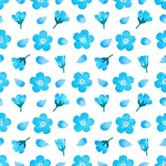 水彩タッチのネモフィラの背景　シームレスパターン　花柄