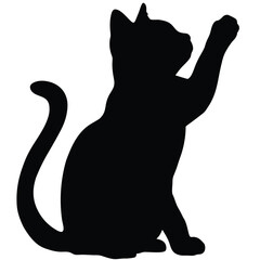 Black cat silhouette vector art illustration