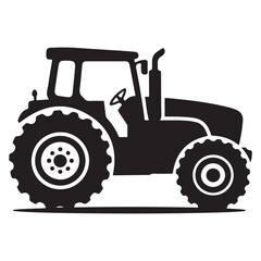 Tractor Vector Black silhouettes icon. Pictogram tractor, side view. with white background