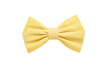 Yellow bow tie with a soft fabric texture on a white background