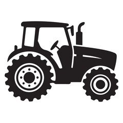 Tractor Vector Black silhouettes icon. Pictogram tractor, side view. with white background