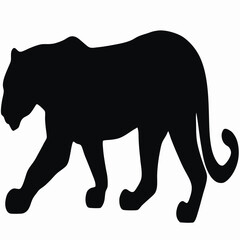 Wild animal vector illustration of a black lion or panther silhouette, a powerful mammal and predator