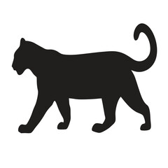 Wild animal vector illustration of a black lion or panther silhouette, a powerful mammal and predator