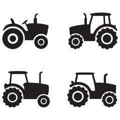 Tractor Vector Black silhouettes icon. Pictogram tractor, side view. with white background
