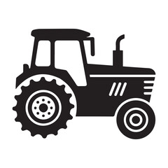 Tractor Vector Black silhouettes icon. Pictogram tractor, side view. with white background