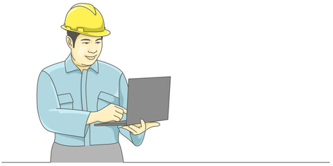 construction worker with laptop