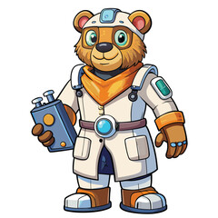 Bear Scientist with Tech Device