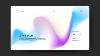 Abstract wave futuristic design of landing page. retro fluid gradient website design