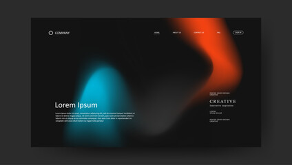 Abstract wave futuristic design of landing page. retro fluid gradient website design