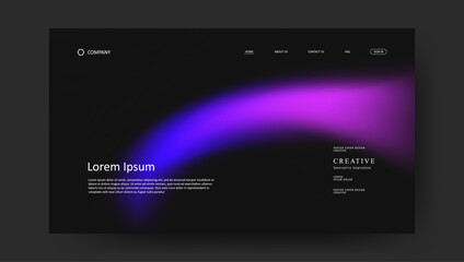 Fototapeta premium Abstract wave futuristic design of landing page. retro fluid gradient website design