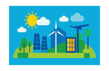 Obraz premium Eco-Friendly Cityscape with Renewable Energy Sources