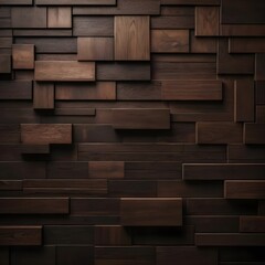 Fototapeta premium Dark Brown Wood Block Wall Texture