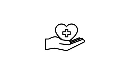 Obraz premium Heart with Medical Cross in Hand Outline Illustration 