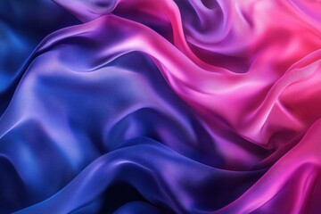 Fototapeta premium Beautifully Flowing Fabric Displays Gradual Colors of Blue and Pink