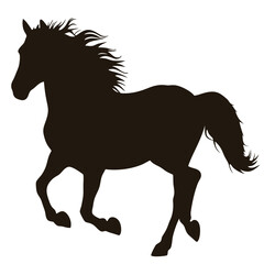 Black horse silhouette vector illustration of a running stallion