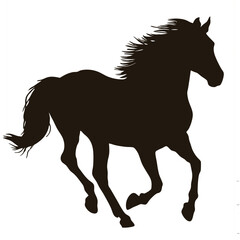 Obraz premium Black horse silhouette vector illustration of a running stallion