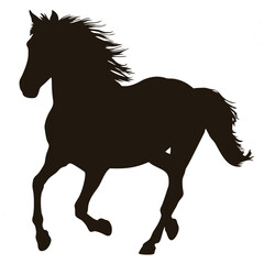 Black horse silhouette vector illustration of a running stallion