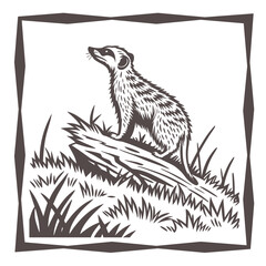 Hand drawn wall art sketch of a tall giraffe, a wild mammal, and a unique old illustration