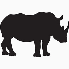 Rhino vector illustration showing a wild animal isolated on a white background