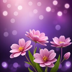 Fototapeta premium Pink Flowers on Purple Background