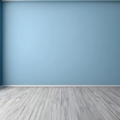 Fototapeta premium Empty Room with Light Blue Walls and Whitewashed Wood Floor