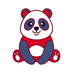 Obraz premium Cute panda illustration sitting in a playful design style 