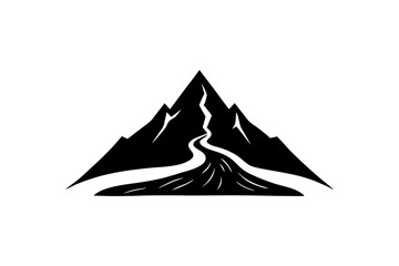 Whimsical Mountain with Rainbow Trail &ndash; Magical Landscape Illustration