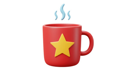 Isolated Red Mug with Star