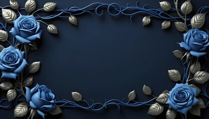 Blue Roses and Silver Vines Frame