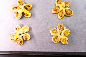Puff pastry cinnamon rolls. Pastry dessert. food