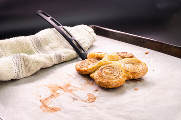 Puff pastry cinnamon rolls. Pastry dessert. food
