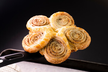 Puff pastry cinnamon rolls. Pastry dessert. food