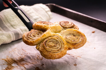 Puff pastry cinnamon rolls. Pastry dessert. food