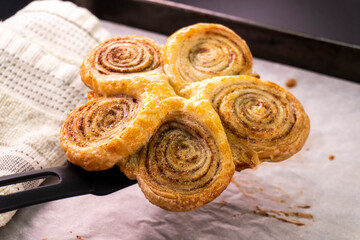Puff pastry cinnamon rolls. Pastry dessert. food