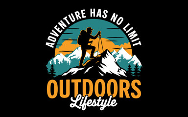 Adventure Outdoors Lifestyle Design: Hiker on Mountain Peak