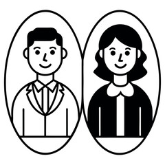 Simple Line Art Profile Icons of Diverse People