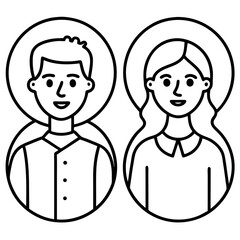 Simple Line Art Profile Icons of Diverse People
