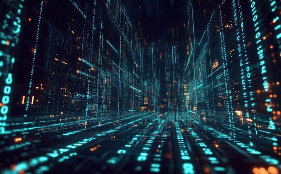 Abstract Background of Technology and Information Science Data Cloud Binary Code Programming Networks Big Data