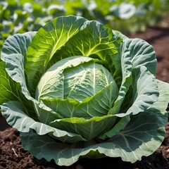 Obraz premium Fresh Green Cabbage in a Field