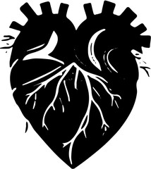 black and white heart