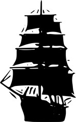 black silhouette of a ship
