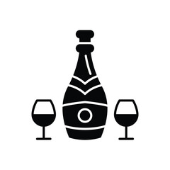 Champagne Bottle Icon vector stock illustration