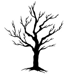 Dry tree line art