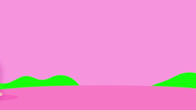 Baby character cartoon animation crawling outro. Little cute kid boy with nappy and sweet teat on title background frame good for any project. Ending frame good for titles. Sweet pink background.