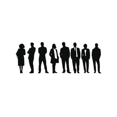 Business Team Silhouettes Standing in Line