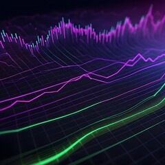 Naklejka premium Abstract Neon Stock Market Graph