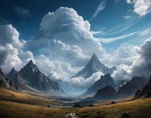 Majestic Mountain Landscape with Dramatic Clouds