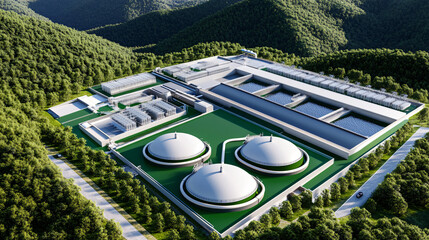 Aerial View Modern Waste Water Treatment Plant of excellence in splendor beyond compare with grace in style